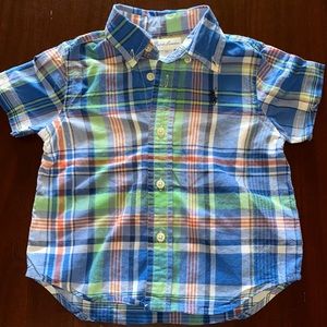 Baby boys Polo button down shirt in multi plaid